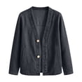 thumbnail image 4 of Qingpeng Womens Denim Jacket Denim Cardigan Lightweight Button Down V Neck Trendy Long Sleeve Retro Open Front Tops for Women, 4 of 8