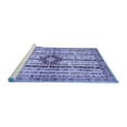 thumbnail image 2 of Ahgly Company Machine Washable Indoor Round Abstract Blue Modern Area Rugs, 3' Round, 2 of 4
