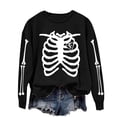 thumbnail image 5 of VKOYWKM Oversized Sweatshirts Women Halloween Sweatshirt Skeleton Print Drop Shoulder Long Sleeve Crew Neck Sweatshirt Fall Pullover Tops Halloween Costumes, 5 of 7