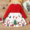 thumbnail image 3 of PatPat Toddler Girls Christmas Dress Red Bowknot Holiday Outfit Skirt,Long Sleeve Cartoon Santa Claus Xmas Gifts Casual Splicing Midi Dress Winter Clothes, 18-24 Months, 3 of 6