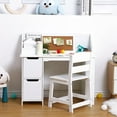 thumbnail image 3 of Kids Study Desk and Chair Set, Wooden School Learning Table with Storage, Hutch and Bulletin Board, Children Computer Desk with Chair, Small Toddler Desk for Home, School, 3 of 7