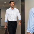 thumbnail image 4 of HISDERN Mens Dress Shirts White Long Sleeve Button Down Shirt with Color Contrast Business Regular Fit, 4 of 9
