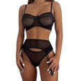 thumbnail image 1 of Women Bra Thong Garter Lingerie Set Babydoll Sleepwear Nightwear Underwear Glamour Nightie (black), 1 of 4