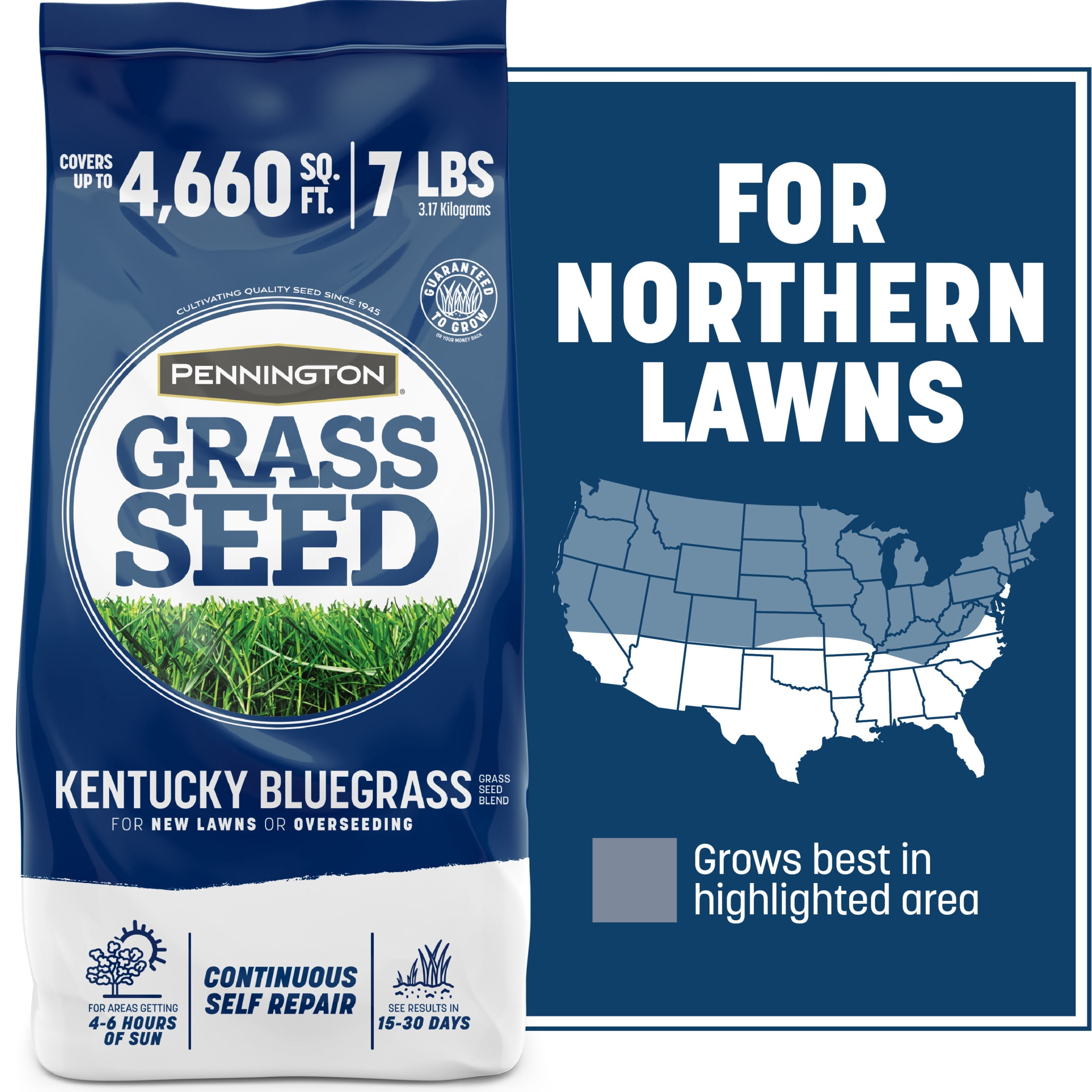(2 pack) Pennington Kentucky Bluegrass Northern Grass Seed Mix for Sun to Partial Shade, 7 lb