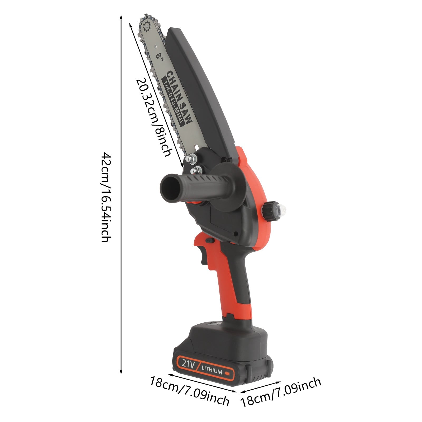 1 PCS Black+ Red Mini Chainsaw, 8 Inch Electric Chainsaw, Cordless Mini Chain Saw, used in gardens, parks, farms, ranches, pastures, orchards, forests