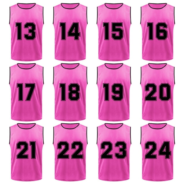 TOPTIE Lot de 12 Maillots d'entraînement d'Équipe Numérotés en Maille, Jerseys, Gilets, Pinnies (#13-24)(Vestes d'entraînement de sport)