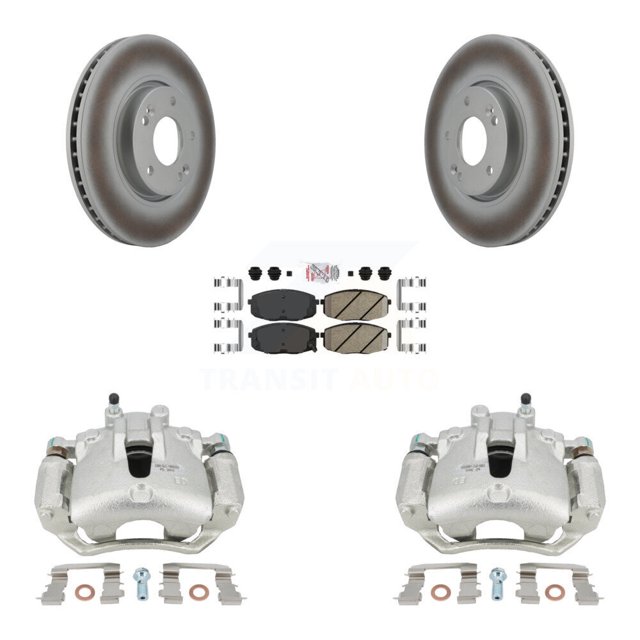 Transit Auto Front Disc Brake Caliper Coated Rotors and Ceramic Pads Kit for Car Kia Forte5 2.0L KCG-100394N