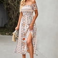 thumbnail image 4 of SMihono Robe d'Été Bohème pour Femmes Grande Taille Mode Décontractée Printemps et Été Robe Sans Manches Épaules Dénudées Imprimé Floral, 4 of 8
