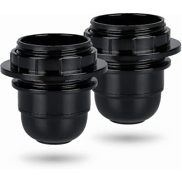 Black e27 screw socket - 2x e27 lamp socket plastic ring - e27 bulb socket - e27 bulb socket holder for ceiling and pendant lamp - e27 bulb socket