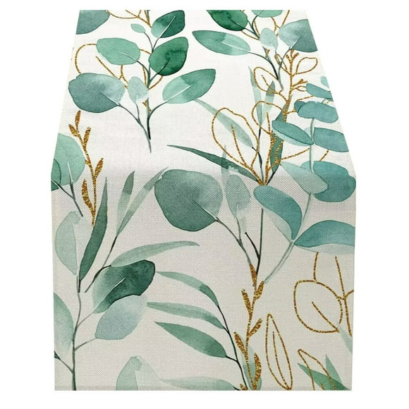 Summer Leaves Print Fresh Green Series Linen Home Decoration Table Cloth