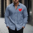 thumbnail image 2 of SERTG Mens Valentine's Day Print Shirt Long Sleeve Button Down Collar Casual Breathable Fashion Top for Men(Light Blue,L), 2 of 4