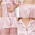 thumbnail image 3 of Satin Pajamas for Women, PUTUO Womens Pajama sets, Soft Short Sleeve Button Down Pajama Set Two-Piece Womens Pajamas, 3 of 6
