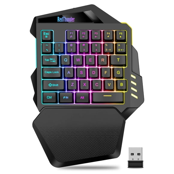 Teclado para juegos con una sola mano RedThunder inalámbrico con retroiluminación RGB