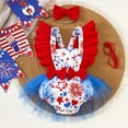 thumbnail image 2 of Baby Girl Bubble Romper Baby Girls Fly Sleeve Independence Day 4Th of July Prints Romper Bodysuits Dress Toddler Romper Red 12 Months-18 Months, 2 of 6