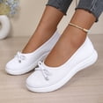 thumbnail image 2 of BOERTEU Women Breathable Knit Flat Walking Shoes, Bow Decor Slip On Casual Loafers, Lightweight Non Slip Platform Daily Sneakers, 2 of 6