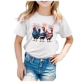 thumbnail image 3 of Tfken Summer Girls Tshirts Print Short Sleeve Crew Neck Tops For Independence Day Trendy Children Soft Tops White Size 6-7 Years, 3 of 5