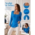 thumbnail image 5 of Cuteduck Women Plus Size Casual Ribbed Knit Blouse Fall Long Sleeve Sweater Square Neck Solid Top 1X-4X, 5 of 9