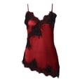 thumbnail image 4 of Alun Summer Spaghetti Strap Tank Tops for Women Elegant Satin Lace Trim V-Neck Sleeveless Cami Pure Color Backless Slim Fit Asymmetrical Hem Going out Camisole Wine XXL, 4 of 5