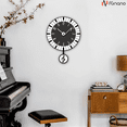 thumbnail image 3 of FGnano Music Note Shaped Pendulum Clock, Cartoon Style, Black and White, MDF, 13.8'x10'x1.8", with White Gift Box, 3 of 5