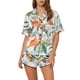thumbnail image 1 of Conjuntos de pijama de satén para mujer INSPIRE CHIC, ropa de noche, camisetas con pantalones cortos, conjuntos de lounge XL verde-blanco, 1 of 6