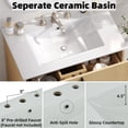 thumbnail image 6 of Euroco 30" Bathroom Vanity with Ceramic Sink and Full-Extension Drawers, Soft Close Undermount Drawer Slides, Fluted Design, Natural, 6 of 9
