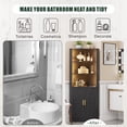 thumbnail image 6 of VKCC 68.1" Farmhouse Corner Cabinet with LED & Charging Station, Storage Cabinet for Living Room Bathroom, Black, 6 of 8
