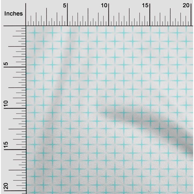 oneOone Polyester Lycra Aqua Blue Fabric Geometric Check Sewing Material Print Fabric by The Yard 56 Inch Wide