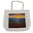 thumbnail image 1 of Appalachian Shopping Bag, Fascinating Panoramic Photo of Picturesque Sunset in Blue Ridge Parkway, Eco-Friendly Reusable Bag for Groceries Beach and More, 15.5" X 14.5", Cream, by Ambesonne, 1 of 2