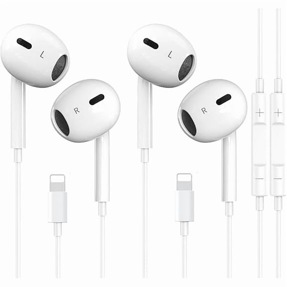 2 Packs for iPhone Headphones Wired Earbuds Earphones Nosie Reduction Built-in Microphone & Volume Control Headsets Compatible with iPhone 14/13/12/11/XR/XS/X/8/7/SE/Pro/Pro Max