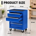 thumbnail image 3 of Memoryfield Rolling Tool Chest Cart with 4 Drawers, Wheels, Lockable Storage Cabinet & Hooks, Blue, 3 of 8