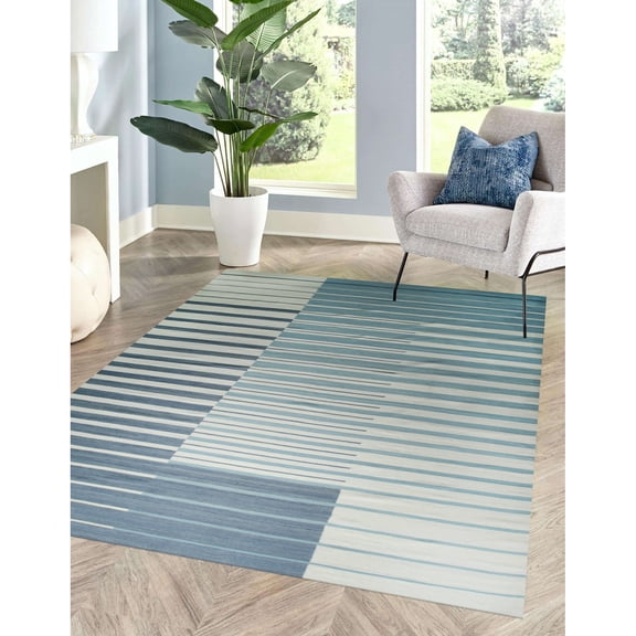 EORC Multicolored Modern Transitional Flat Modern Weave Area Rug