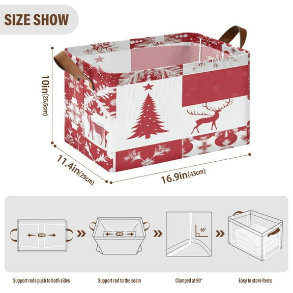 BZSMCE Collapsible Fabric Cube Storage Bins Chrismas Pattern Design Pattern Storage Box
