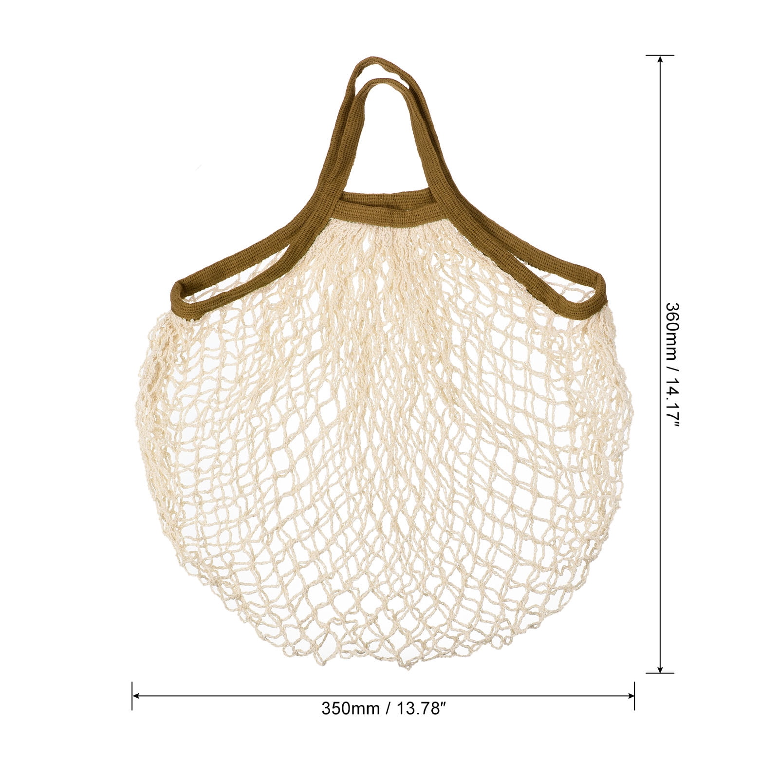 Unique Bargains Cotton Mesh Bag 14.2x13.8 Reusable Mesh Net String Grocery Bags Organizer Khaki Beige