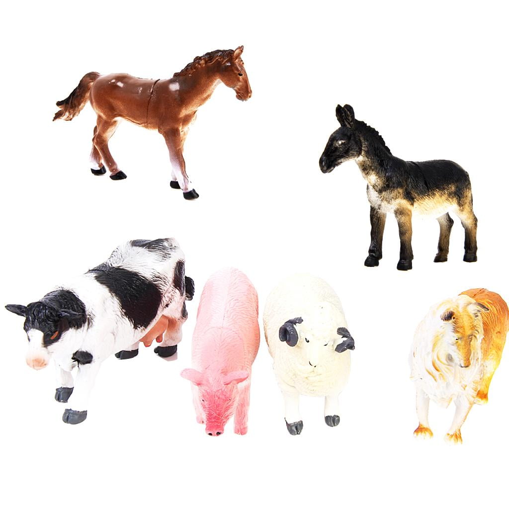 6 Farm Animals Kids Toys Figures Assorted Dog