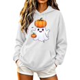 thumbnail image 2 of Naotn Women Drawstring Hooded Pullover Tops Long Sleeve Front Pocket Hoodies Pumpkin Coffee Graphic Loose Fall Casual Shirts, 2 of 6
