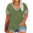 thumbnail image 2 of Aimik Women's Fashion V Neck Short Sleeve Solid Plus Size Tops Summer Comfortable Casual and Loose Sports T-Shirt, 2 of 6
