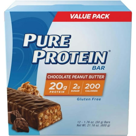 Pure Protein® High Protein Bar Chocolate Peanut Butter 1.76-Ounce Bar (Pack of 12), Protein Bars, 20 Grams of Protein, Gluten
