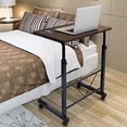 thumbnail image 2 of Plateau Télé Réglable Table d'Appoint Mobile pour Sofa Table de Bout Table à Collation sur Roulettes Dessus en Bois et Cadre en Métal Table d'Accent pour Canapé Chariot de Bureau Roulant en Forme de C pour Portable (23,62 Pouces L x 15,75 Pouces L) - Noir/s, 2 of 4
