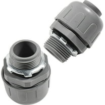 HQRP 2-Pack 3/4-Inch Nonmetallic Plastic Liquid Tight Connector 180 Degree Straight Electrical Conduit Connector Fitting