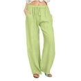 thumbnail image 5 of XFLWAM Women's Casual Trousers Solid Drawstring Waist Long Pants With Pocket, 5 of 9