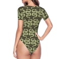 thumbnail image 4 of Naloa Green Snake Women's Short-Sleeved Onesie, One-Piece Swimsuit for Parties, dates, clubs - Small, 4 of 9