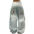 thumbnail image 2 of YLHFASHION Low Rise Baggy Jeans Baggy Jean for Women Mid Rise Wide Leg Jeans Plus Size Boyfriends Denim Pants Y2K Vintage Style Baggy Low Rise Jeans Mid Rise Cotton Baggy Jeans Women（Xl）, 2 of 5