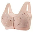 thumbnail image 4 of Bigersell 2 Pack Front Closure Bras for Older Women No Underwire Floral Lace V-Neck Snap Front Wireless Push up Padded Bra Multicolor XL, 4 of 4