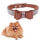 thumbnail image 2 of Methold Decoración para mascotas Cachorro Perro Gato Collar ajustable prop Correa Hebilla Rhinestone PULeather Suministros para perros marrón L, 2 of 3