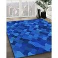 thumbnail image 3 of Ahgly Company Machine Washable Indoor Round Transitional Neon Blue Area Rugs, 5' Round, 3 of 7