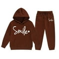 thumbnail image 4 of Kids Boys Girls Sweatsuit Set,2PC Long Sleeve Coffee Tracksuit Hoodie and Sweatpants Fall Winter Clothes Boys Outfits 6-7 Years, 4 of 4