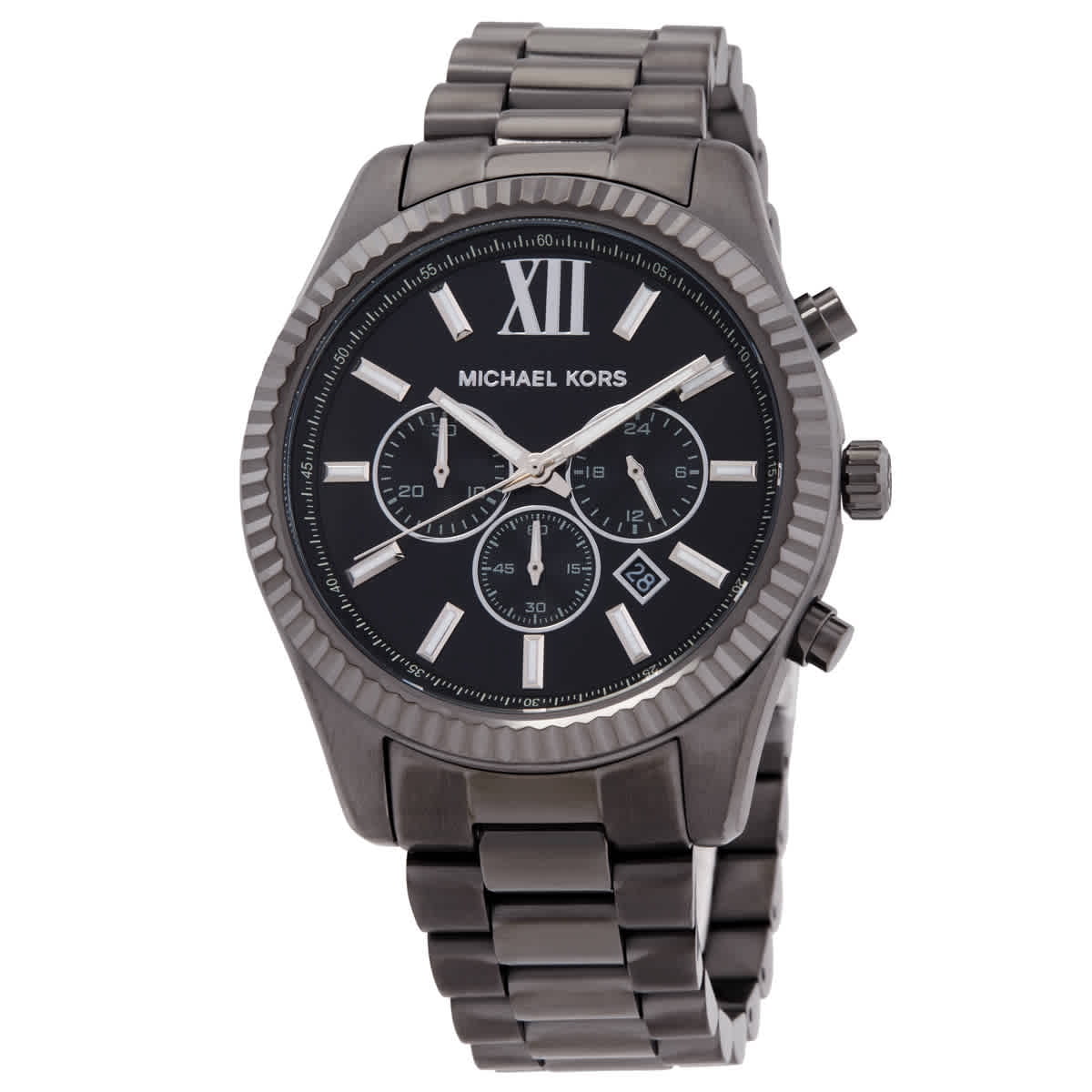 Michael Kors Brecken Quartz Black Dial Watch, Stainless Steel Band