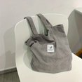 thumbnail image 4 of Corduroy Tote Bag, Women's Simple Shoulder Bag, Letter Patch Decor Handbag, 4 of 4