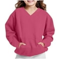 thumbnail image 4 of ATOGUTA Teen Sweatshirts V Neck Long Sleeve T-Shirts with Cute Casual Tees for Everyday Size 2T-12, Pink, 4 of 6