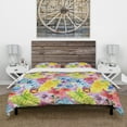thumbnail image 3 of Designart 'Tropical Yellow Leaves and Blue and Red Flowers' Floral Duvet Cover Set, 3 of 4